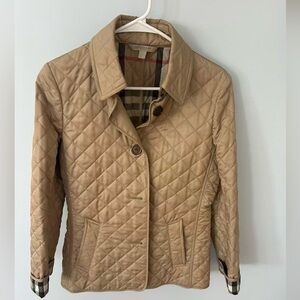 Burberry Quilted Tan Beige Jacket Size Medium